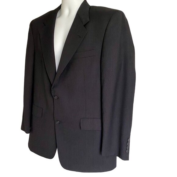 Hart Schaffner Marx Men's 2-Button Black Gray Wool Suit Jacket Blazer 40R - Picture 4 of 10